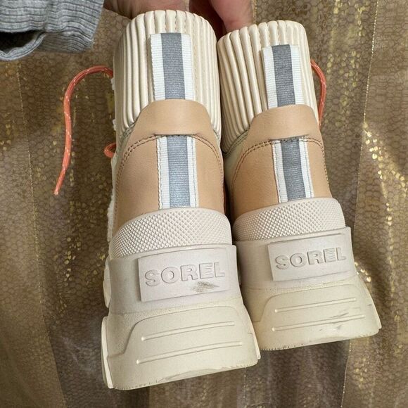 Sorel Brex Cozy Lace Up Boots White Cream Pink Size 7 Winter Boot NEW with Tags - Picture 5 of 11